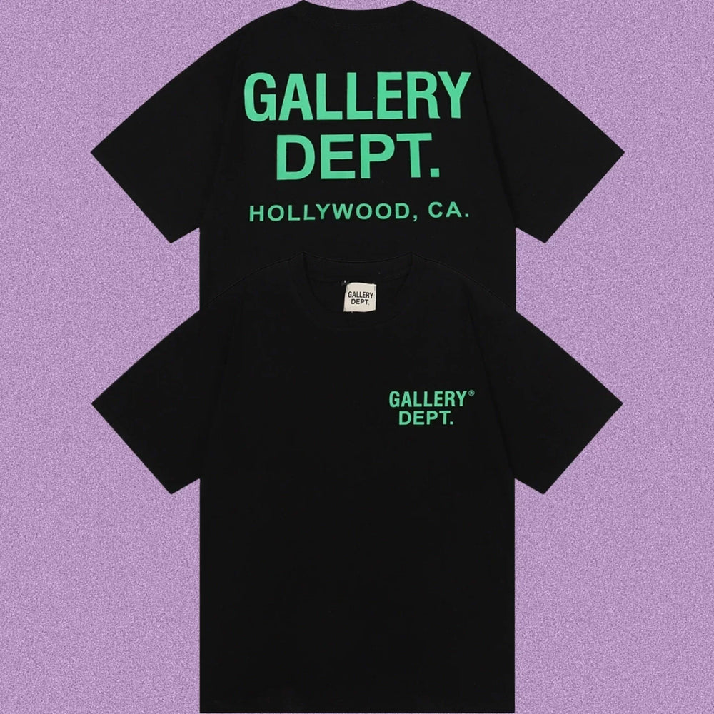 Gallery Dept. Hollywood Logo Short Sleeve T-Shirt - Black/Green