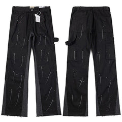 Gallery Dept. Paint Splatter & Contrast Panel Black Cargo Pants