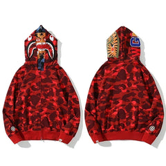 BAPE Style Camo Tiger Full-Zip Hoodie - Red