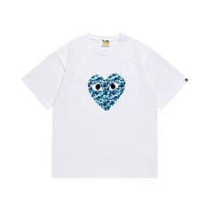 BAPE x PLAY Style Camo Heart Short-Sleeve Tee - White/Blue