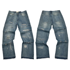 Gallery Dept. Paint Splatter & Logo Distressed Charcoal Denim Jeans