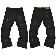 Gallery Dept. Spray Stripe & Paint Splatter Black Cargo Pants