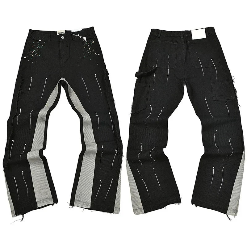 Gallery Dept. Contrast Side Panel & Spray Stripe Utility Cargo Pants