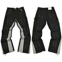 Gallery Dept. Contrast Side Panel & Spray Stripe Utility Cargo Pants
