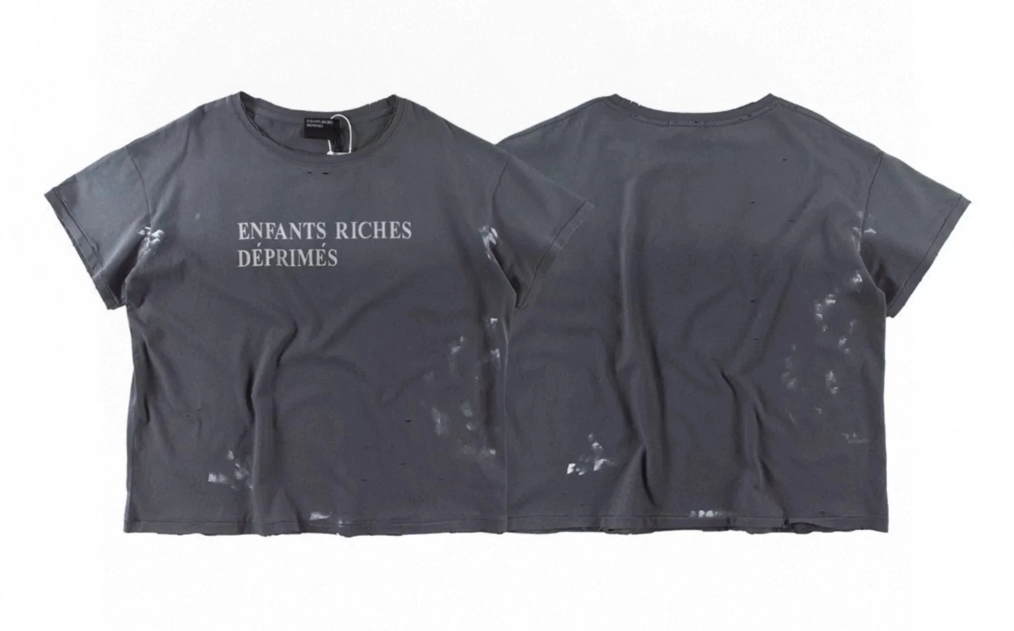 Enfants Riches Déprimés Distressed Logo Dark Grey Tee