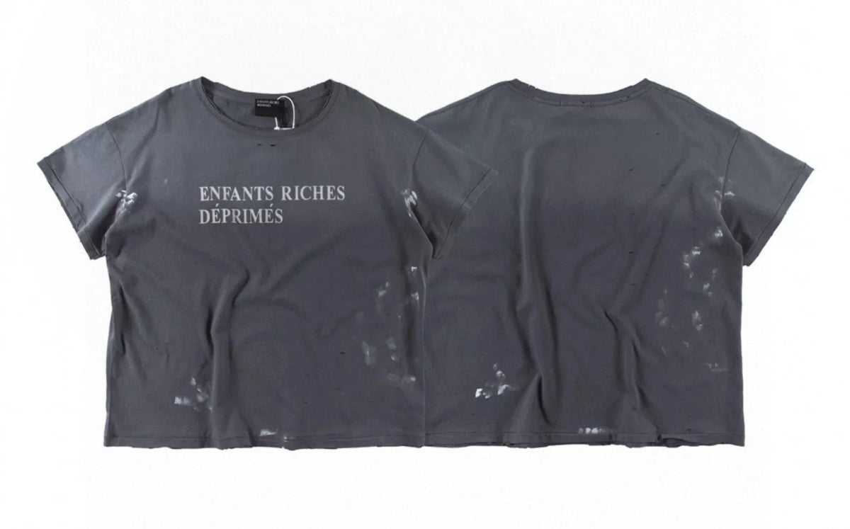 Enfants Riches Déprimés Distressed Logo Dark Grey Tee