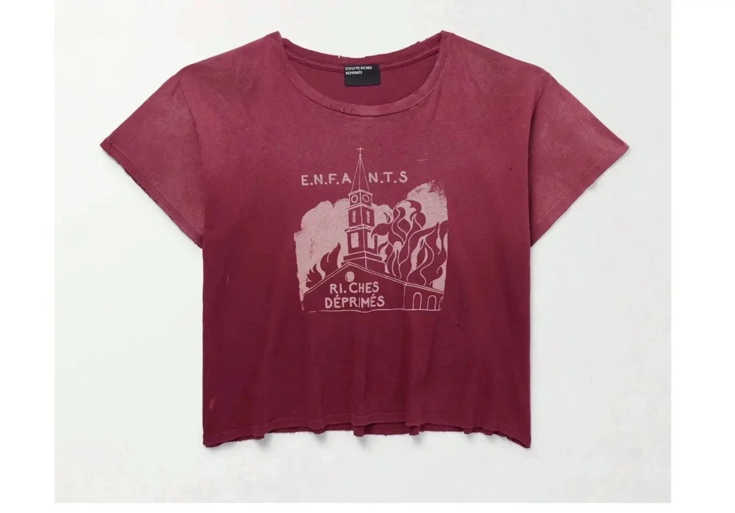 Enfants Riches Déprimés Burgundy Washed Graphic Tee