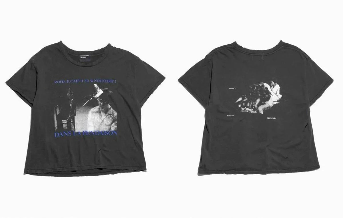 Enfants Riches Déprimés Blue Text Dual Graphic Black Tee