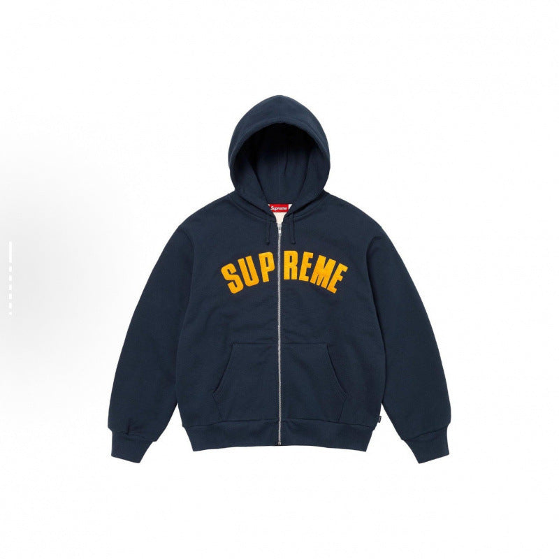 Supreme Arc Thermal Lined Zip Up Hooded Sweatshirt - Navy