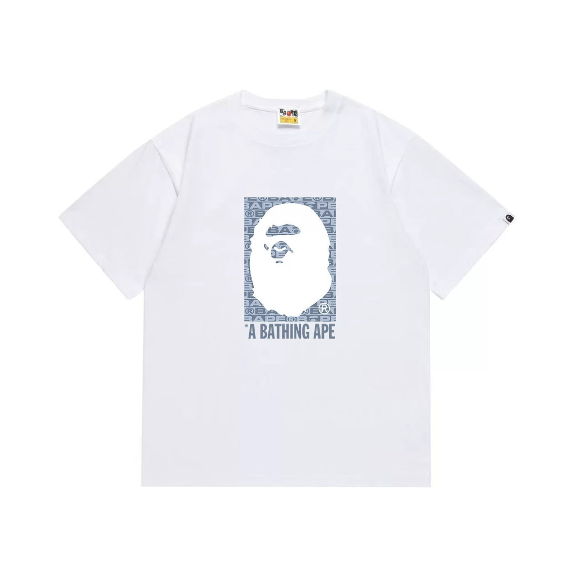 BAPE Style Box Ape Head Short-Sleeve Tee - White/Blue