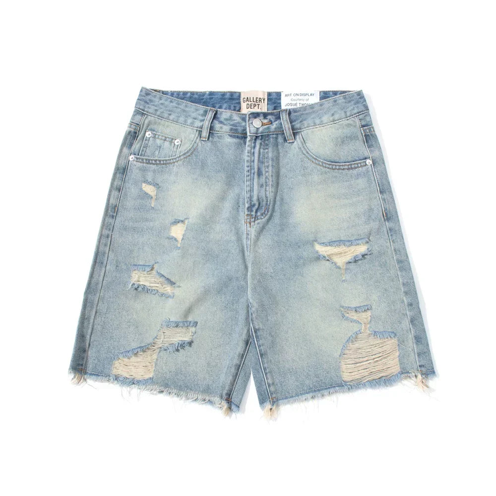 Gallery Dept. Distressed Ripped Denim Shorts