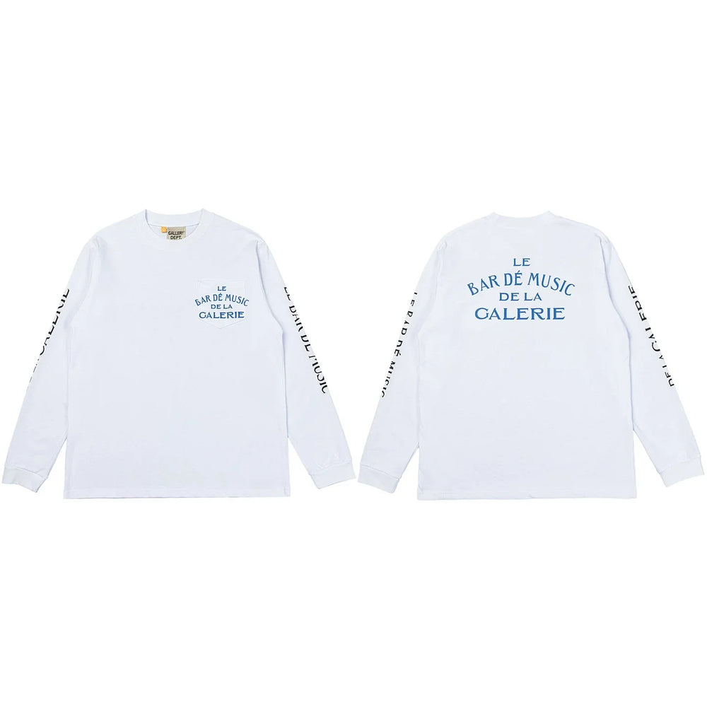 Gallery Dept. Le Bar De Music Sleeve Print Long Sleeve T-Shirt - White/Blue