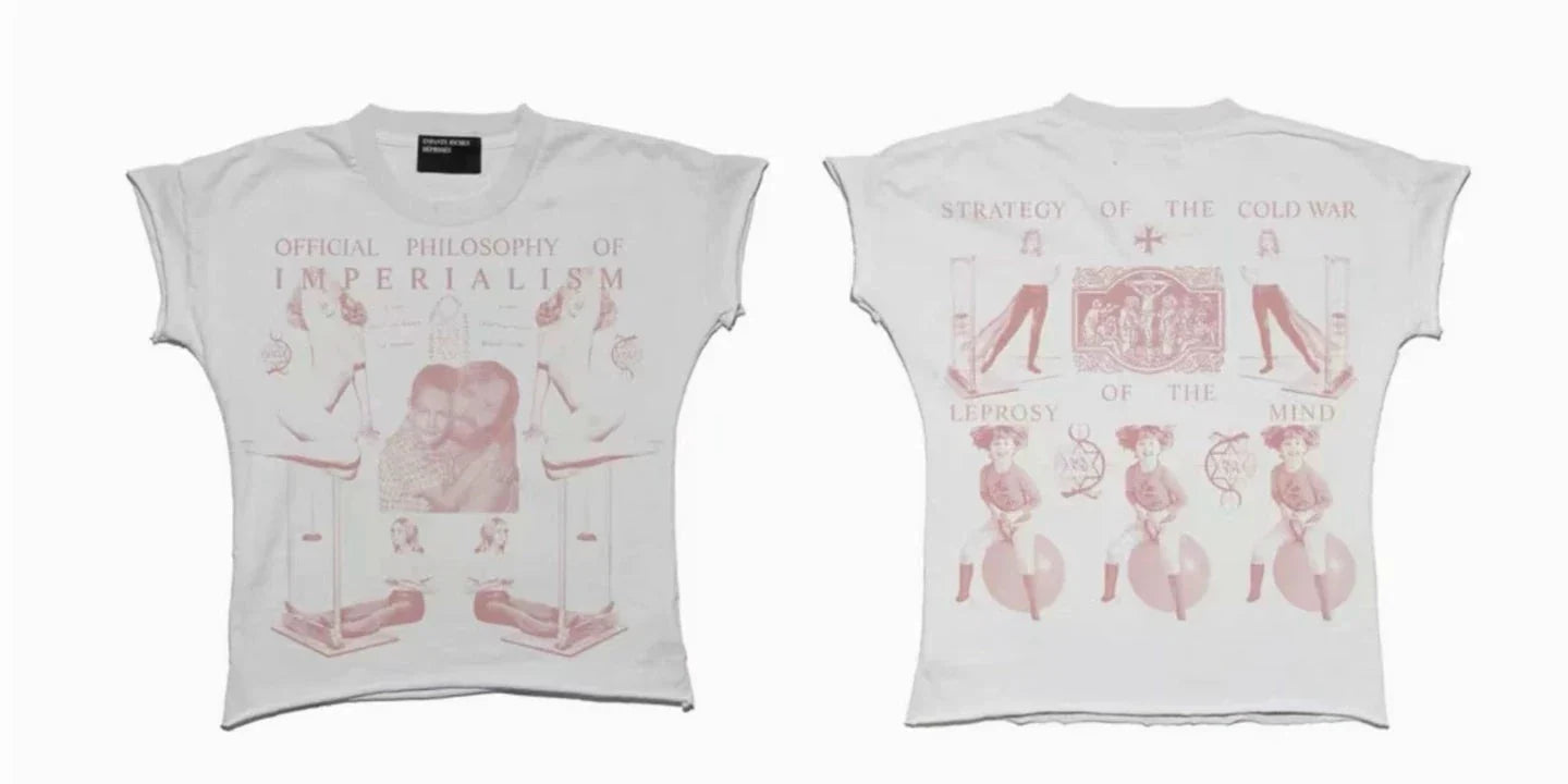 Enfants Riches Déprimés Pink Imperialism Print White Baby Tee