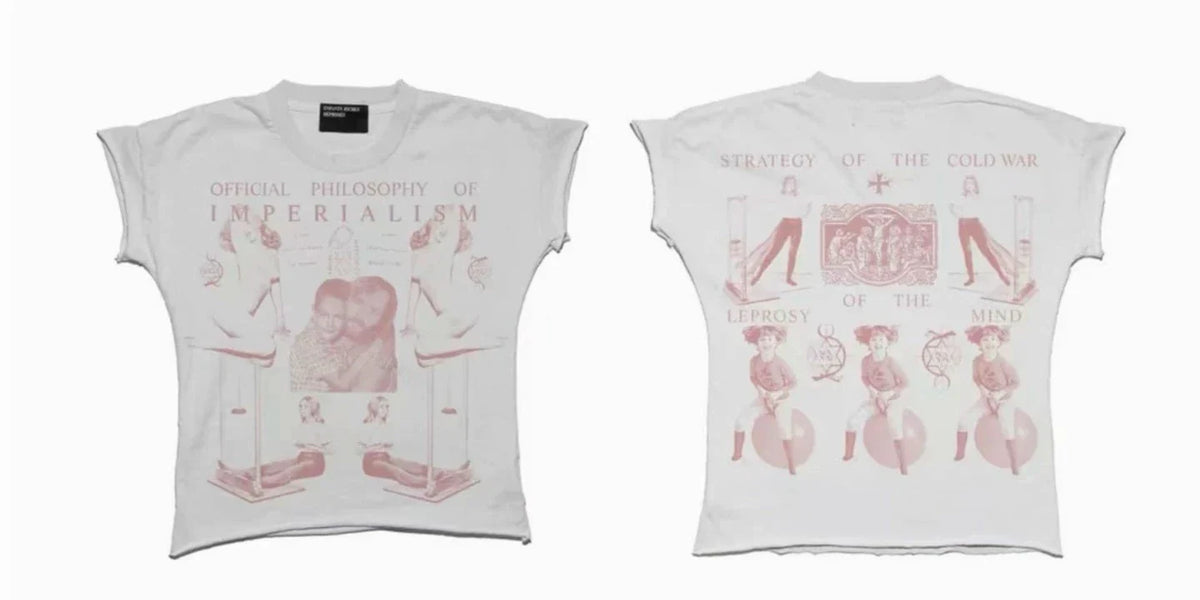 Enfants Riches Déprimés Pink Imperialism Print White Baby Tee