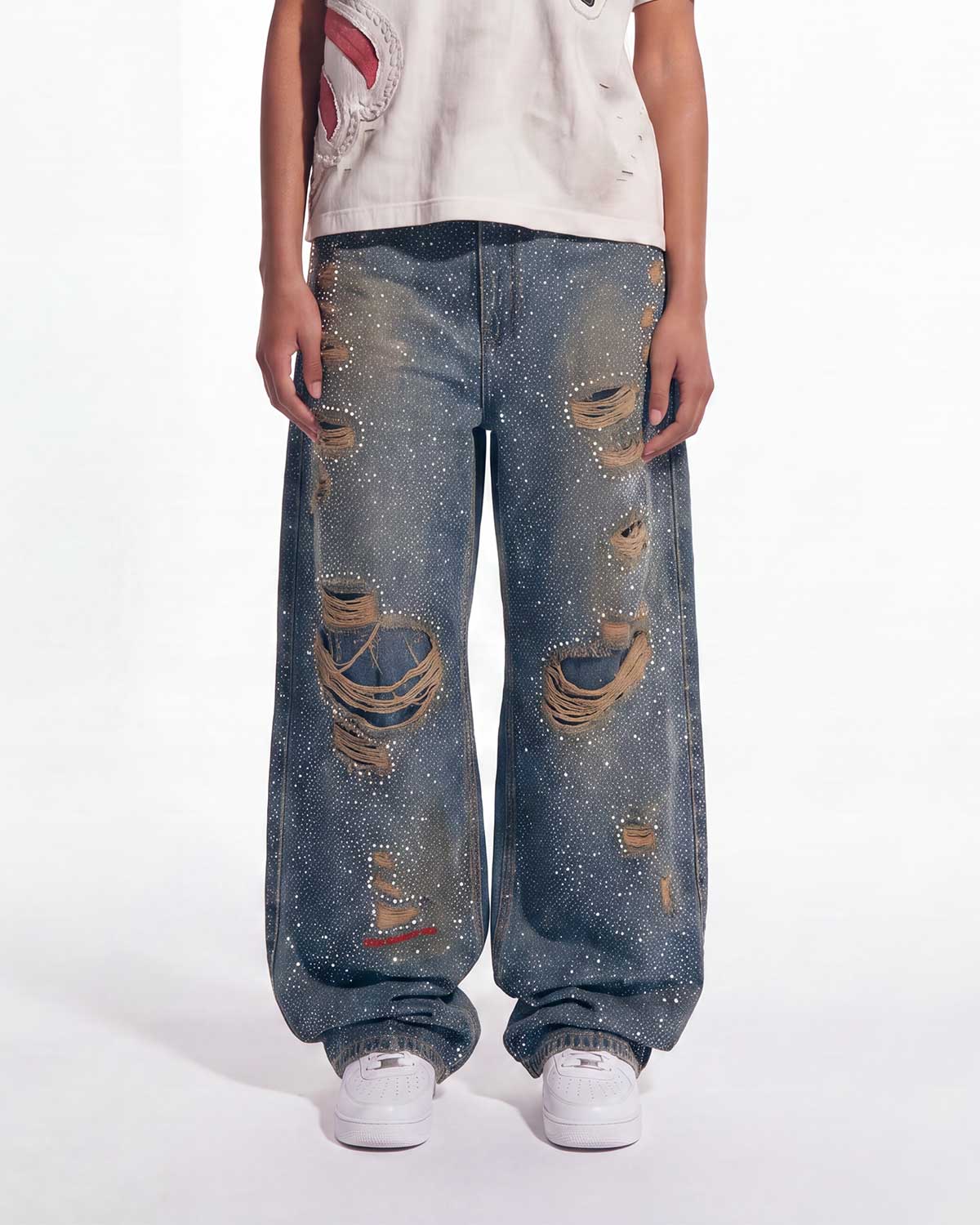 Vale Forever Iced Out Denim Pants Blue